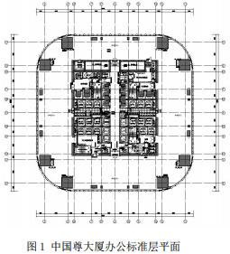 图1 中国尊大厦办公标准层平面